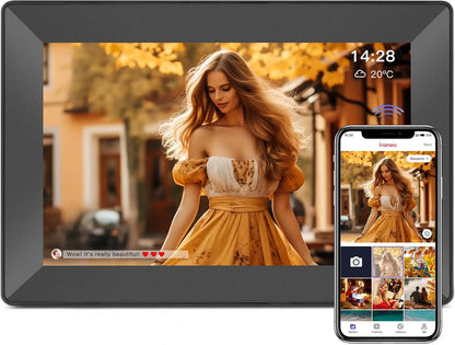Frameo 10.1inch HD Smart Digital Picture Frame WiFi FRAMEO Digital Photo Frame,with Touch Screen,16GB Storage,Auto-Rotate Functi